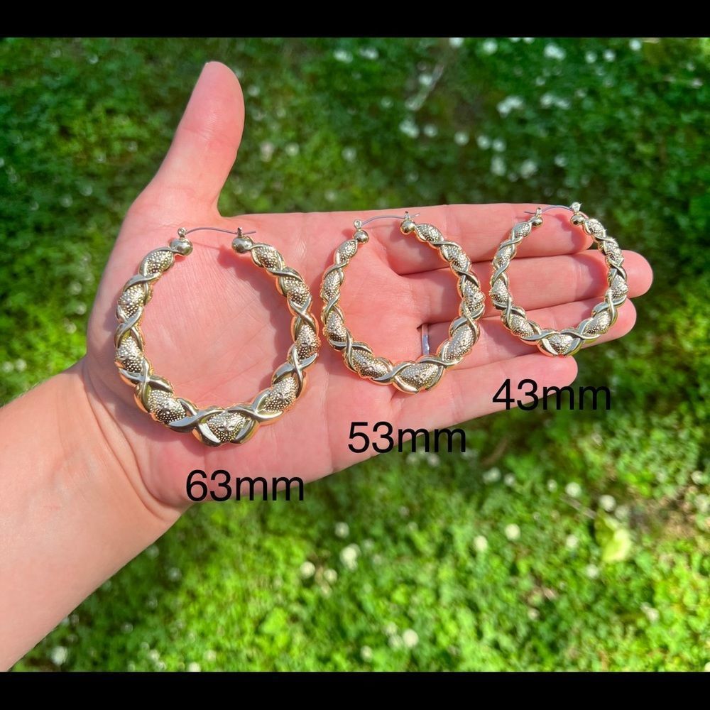 XOXO Gold Bamboo Hoop Earrings